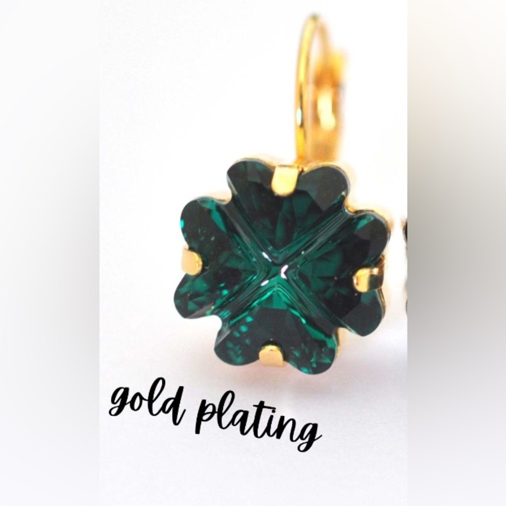 Swarovski Crystal Emerald Shamrock Earrings